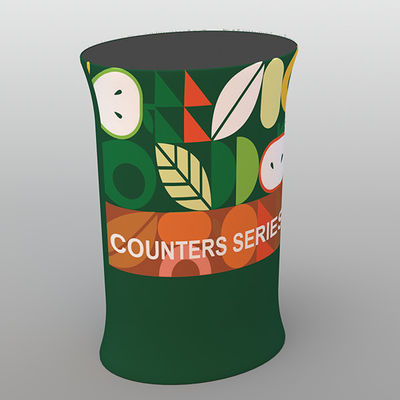 Promotion Front Portable Reception Desks Folding Oval Fabric Pop Up Counter